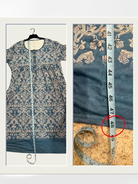 NWT Women's Boho Floral Maxi Dress 2X Teal Damask Print V-Neck Pockets - Picture 13 of 16